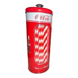 Coca-Cola Red and White Straw Holder - 9” Tall